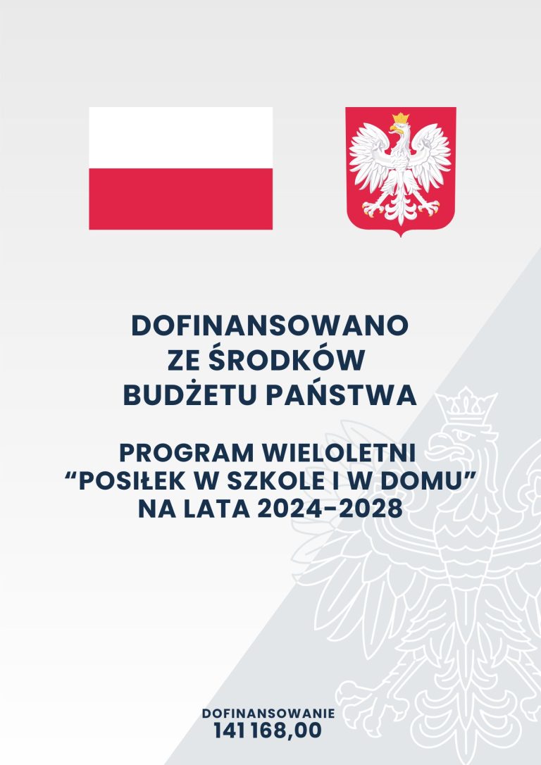 Dofinansowanie programu "Posiłek w szkole i w domu" na lata 2024-2028 ze środków budżetu państwa.
